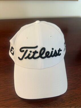 Titleist White Golf Cap with Black & Red Logo Patch